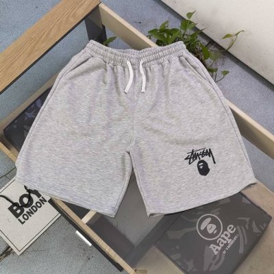 款号 Xb1049 2025新款Stussybape斯图西联名猿人头经典图案Logo字母印花休闲情侣毛圈短裤五分裤 不要说你不喜欢这条裤子 简单的版型真的无可挑