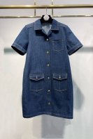上新 独家高定连衣裙首发 25Ss Celin*春夏高级感单排扣牛仔短袖连衣裙 高版出品 不会出错的深蓝色牛仔小裙子 轻薄牛仔面料 休闲又舒适 定制进口的环保纯