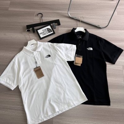 经典polo！The North Face 北面两色夏季剌绣Tnf夏季翻领polo衫短袖T恤 采用240克全棉珠地棉面料、定制纽扣顶级通货 胸口精美的刺绣Log