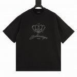 160 balenciaga巴黎世家 皇冠掉钻短袖T恤 独家定织定染布料 高克重 质感柔软舒适 烫砖工艺磨破工艺 恶意掉钻 前烫皇冠钻石图案 os落肩宽松版型