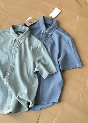 ralph Lauren 拉夫劳伦男装 经典版型牛津布短袖衬衫Rl11970 Polo 保罗拉夫24春夏新款男士纯棉牛仔布短袖衬衫！原厂订单剩余少量！所有面料辅