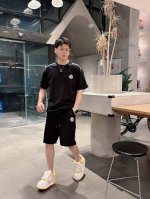 蒙口套装 2025春夏最新款，男女同款，经典设计短袖T恤短裤套装，定制纯棉面料，手感柔软，穿着舒适，做工精细.上身效果无敌帅气，码数M-3Xl