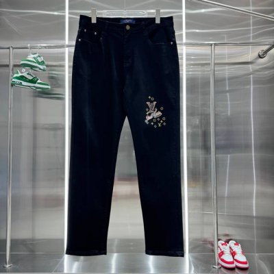 lv &路易威登 Louis Vuitton经典印花Logo牛仔裤 最新品，原单狠货，水洗休闲牛仔裤，进口原版水洗弹力面料，舒适有弹性，原版五金辅料装饰Logo