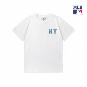 上新 高版本 mlb官方 大字母Ny Logo运动休闲短袖圆领时尚T恤 线上400+ mlb 顶级本版 重磅高克重纯棉面料定制定染 前面小Logo印花 后背镂空