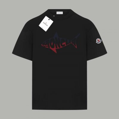 款号：G2163 2025早春Moncler 蒙口 官网同款印花图案 双纱纯棉短袖 - 260G双纱纯棉顶级面料 手感柔软 百分百纯棉独家出货 定染硫化黑无尘处