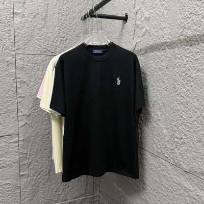 polo* 拉夫*劳伦 2025春夏新款 经典字母小马刺绣 定制双纱平纹纯棉面料 短袖T恤 男女同款 颜色：黑色 白色 安哥拉红色 尺码： S 90-130斤