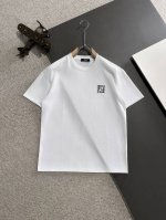 隔天出货 芬迪 2025春夏新款 顶级品质 区别通货 重磅推出260克双纱纯棉面料短袖 早春走秀款 个性独家款式 男女同款 采用进口定制定染面料 后领锁链底全包