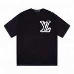 lv路易家经典Logo字母提花圆领针织短袖T恤 颜色 黑色 蓝色 码数 M L Xl Xxl