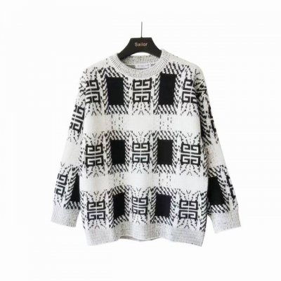 实拍细节图+尺码表 Givenchy 纪梵希 黑白马海毛针织圆领毛衣 专柜同步毛衣 采用 650 克加厚加重马海毛面料 前后进口机批细节编制而成 可机洗 耐高温
