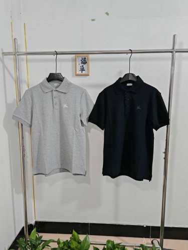 1477 Burberry 男装珠地网眼布棉质polo衫 黑色-灰色 尺码:M,L,Xl,Xxl