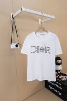 挂拍图 顶级版本 Dior迪奥石头岛联名胸前Logo标识刺绣圆领短袖 情侣同款 全套包装 三标齐全 区别市场通货 随意对比 纯棉280克高克重32支双纱 不起球