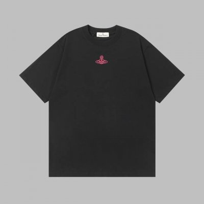 Vivienne Westwood*西太后新款短袖 高克重洗水棉，300 克，前后撞色粉粉星球加上发泡工艺，立体感超强！ 简单不失个性，男女同款！ 颜色：黑色
