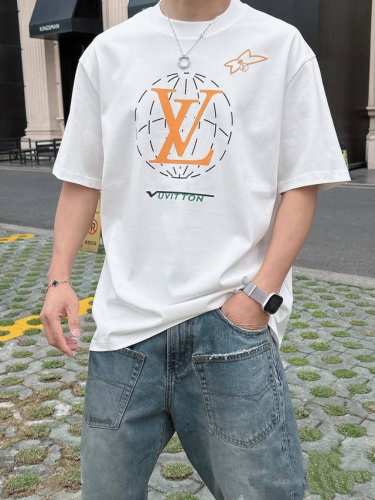 供 Louis Vuitton Lv 路易威登 首秀印花情侣圆领短袖 T恤-顶级版本 采用280双纱纯棉面料 高温预缩处理 非常重磅手感细腻 同缸定染螺纹无色差