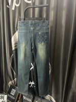 oc-718 Louis Vuitton 路易威登 Lv水洗高级蓝渐变老花Logo牛仔裤 原色酵母水洗工艺 精选重磅丹宁牛仔面料 纯棉 舒适亲肤 原版五金辅料配
