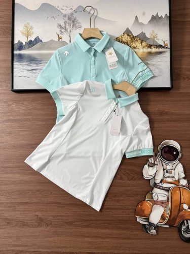 Descente Golf迪桑特高尔夫女防晒凉感短袖polo 设计理念 基本款短袖polo衫。采用质感功能属性面料制作，面料表面轻磨毛处理，柔软亲肤性强，反面丝