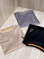 型号Hs027#，爱马家 2025春夏最新皮质马头吊牌男士圆领T恤衫，传统大众的基础款型，不挑人穿，胸前极具代表性的马头刺绣徽标，采用高端重工的激光贴皮绣3D立