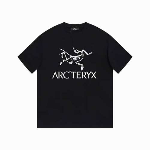 Arc Treyx 始祖鸟] Fw短袖T恤 植绒小鸟Logo印花 高端32S双纱260克面料 重磅面料 定制拉架罗纹同缸同染 三标齐全 男女同款 颜色：黑色 白
