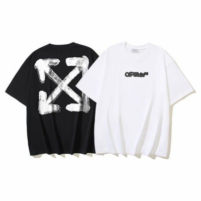 1141# Off-White纯棉260G重磅模糊Logo箭头印花短袖T恤 黑色 白色 S M L Xl