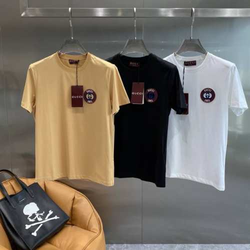 古家 Gucci短袖 精致 干净又清爽，左胸处的圆形品牌标志，红底搭配经典元素，低调又彰显品牌身份 面料柔软亲肤，质感上乘，穿着舒适透气。简约的版型，M-3Xl