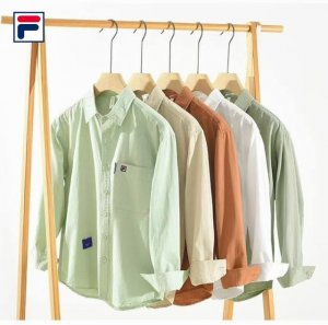 上新 P160【斐乐Fila25款高品质纯棉纯色刺绣日系个性长袖衬衫外套】 甄选纯棉优质面料，透气吸汗、不变形 不起球 细腻不糙手 耐磨性高 走线工整 亲肤抗