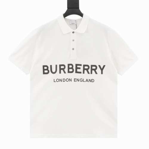 Burberry 巴宝莉 胸前双排字母短袖polo衫 衣领为双系统提花定织扁机制成，有弹性，不变形，衣服全部原生布捆边，前胸双层面筒，无明线，无散口，袖口，前胸