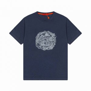 高版本 25Ss 新款 Hermes爱马仕 专柜同款 70支液氨双丝光棉 六万针刺绣短袖T恤 1:1官网同步 码数：M一3Xl 颜色：白色 蓝色 宝蓝
