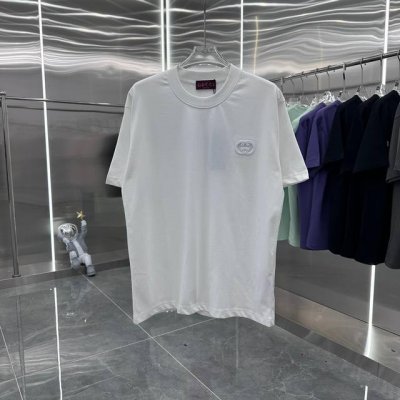 GU 2025春夏新款 260克定位面料 logo特种中空绣花 圆领T恤 实物很棒 男女同款宽松版 尺码S M L XL XXL 五个码 黑色 白色