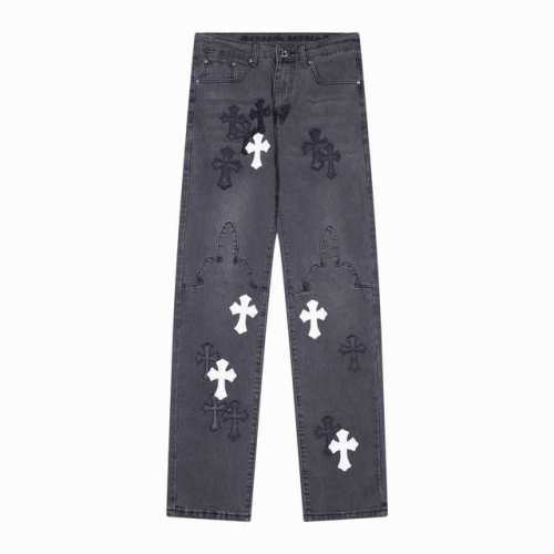 P200 款号：H499 Chrome Hearts 马思唯同款Ch克罗心大重工拼接高街牛仔裤 散发着不羁的个性和独特的魅力。每一处磨损和破洞都是精心设计，呈现
