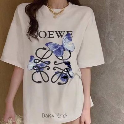 顶级最高版本 Loewe 罗意威 经典胸口蝴蝶印花图案圆领短袖T恤半袖 男女同款 情侣款 宽松版型 最高版本 原版面料 高版本 高品质 所有细节 面料辅料工艺