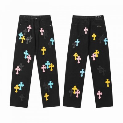 现货 p 9983 克罗迈阿密限定彩色贴皮浅黑色水洗牛仔裤，男女同款 码数:28 30 32 34 36 颜色：洗水黑