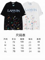 现货 Lf57 Lanvin浪凡 泼墨绣花宽松圆领短袖百搭男女情侣款T恤潮牌 颜色:黑色 白色 码数:S M L Xl