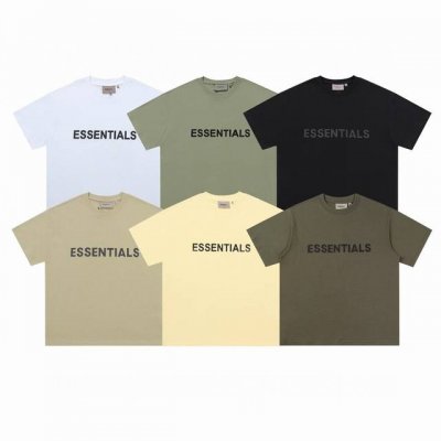 Fear Of God Fog复线 #F01 Essentials 硅胶字母Logo短袖 颜色：白 果绿 黑 驼色 杏 深灰 尺码：S~Xl
