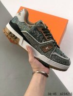 lv路易威登Louis Vuitton Trail Sneaker Low 水钻颗粒 休闲运动文化百搭篮球板鞋 致Tpr光泽鞋底#耐弯折滴塑支持片#鞋垫嵌入超软