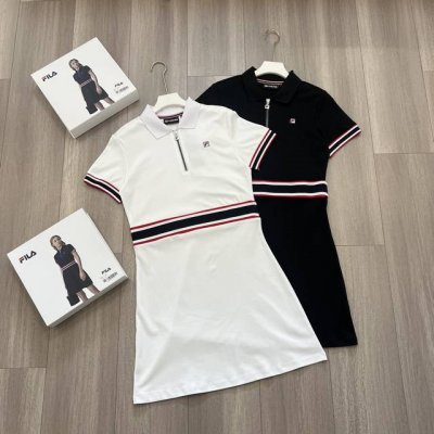 fila 斐乐 专柜同款女款25新款夏季女子运动时尚针织Polo翻领修身连衣裙 礼盒采用翻盖式磁吸设计非常Nice排面拉到顶 送人自留都让你爱不释手完美 领口定