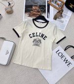 celine 撞色植绒字母短袖T恤 原版定制撞色包边 定位植绒印花字母低调奢华 经典单品时髦又高级！ 主打日常休闲 现代经典简约时尚风格，融合标识植绒字母，柔棉