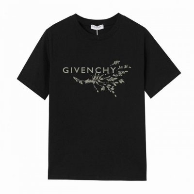 Givenchy 纪梵希枝叶字母短袖T恤,简单的设计看起来特别大方！版型剪裁特别有讲究！上身很洋气显瘦内搭外穿都看高密针织圆领设计，平整简约！亲肤透爽！T恤面料