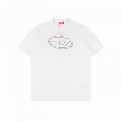 diesel 迪赛 24Ss 大Logo浮雕压花短袖 diesel25新款Oval D Logo立体字母标志短袖T恤 宽松休闲的日常穿着方式 营造了简约的风格