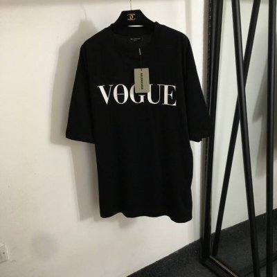 款号20250615 Balenciag*新款 Vogue字母 后背城市灯塔印花短袖T恤，红色，黑色，白色，S M L， M码：肩宽58，胸围120，袖长27，