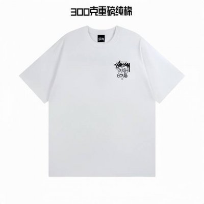 重磅版本 斯图西Stussy新款Tough Gear字母印花情侣圆领短袖T恤 颜色：白色 尺码：M L Xl 面料：重磅300G纯棉新疆长绒棉 工艺：紧密赛洛纺