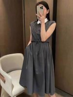 连衣裙 休闲西装连衣裙女高腰D奥夏S秀款高定气质百褶裙夏 面料：棉混纺 Smlxl S码胸围88肩宽46腰围78裙长101 每个码胸围平铺腰围相差，衣长肩宽相差