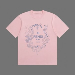 高端品质 Fendi 2025Fall 春夏系列 花卉松鼠短袖T恤 区别普通印花 定织300G32支双纱纯棉面料 宽松版型 男女同款 Size：Xs S M L