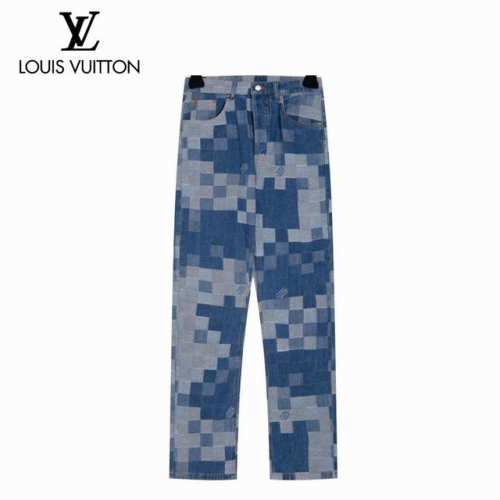 Louis Vuitton 24Ss 棋盘格渐变牛仔裤 V056 秀场同款设计：模糊马赛克棋盘格提花，渐变靛蓝色水洗 暗藏品牌基因：编织 Marque Dépo