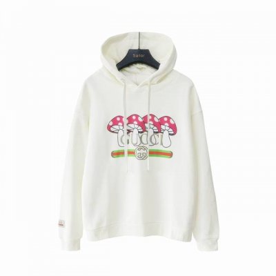 实拍细节图+尺码表 Gucci 古驰 刺绣字母植绒蘑菇连帽卫衣 工艺潮流感十足，字母植绒立体印加刺绣卡通图案植绒印花色彩系带帽卫衣， 最顶级的品质，顶级制作工艺