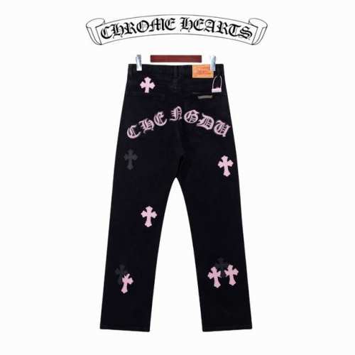 款号：D106 上新 Chrome Hearts ｜克罗心 Ch香港城市限定系列 梵文十字贴布拼皮牛仔裤- 黑粉配色 香港限定 潮流玩家们，克罗心香港城市限定牛