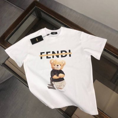 afendi 芬迪 春夏新品，情侣款T恤，时尚休闲圆领短袖，采用进口原版科技面料，顶级小熊印花工艺图案Logo，独特设计，档次极高，舒适透气，上身时尚帅气，三标
