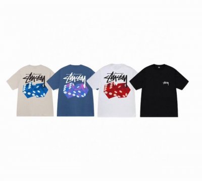 上新款号 S067 stussy斯图西 Stussy 新款夏季骰子字母印花宽松半袖斯图西T恤男女 原版打造 细节高控 -面料精选230G纯棉面料 手感柔软舒适