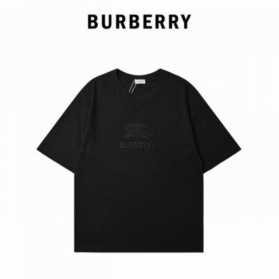 burberry 巴宝丽骑士字母绣标短袖T恤 24春夏男女同款食毛纯棉宽松圆领短袖T恤 客供全棉面料 柔软细腻质感 做工精致 edk战马骑士字母绣标款 同色刺绣