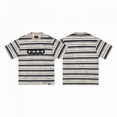 纯原臻品 原厂跟单 顶级原厂品质Goodbrand 25S S高瀚宇同款 Good重磅水洗做旧 复古脏脏泥染叠染拼色条纹Logo印花 做脏条纹复古Vintage