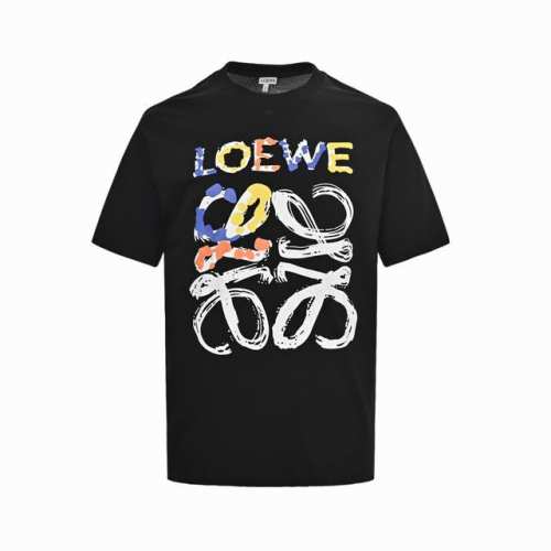 ：160 Loewe 罗意威 25Ss 涂鸦彩绘字母Logo短袖 客供高克重定织260G32织双纱棉面料制作 面料手感扎实垂坠，亲肤透气， 前幅采用进口机数码直