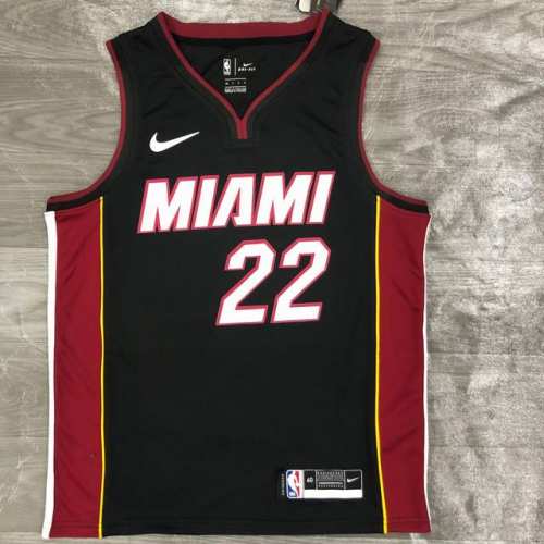 款号：S22 顶级刺绣版本 平铺实拍图 Nike联名Nba 热火队22-23赛季巴特勒22号限定球衣 Sw球迷版 Logo印花篮球背心黑色 颜色：黑色 尺码：S